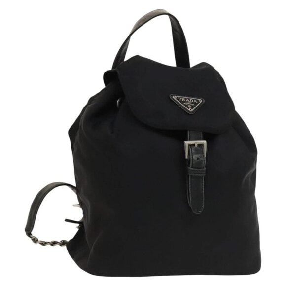 PRADA Backpack Nylon Black Silver Auth bs28389 - Picture 1 of 16